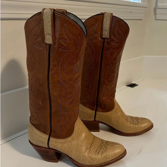 Vintage Dan Post Brown and Tan Western Boots